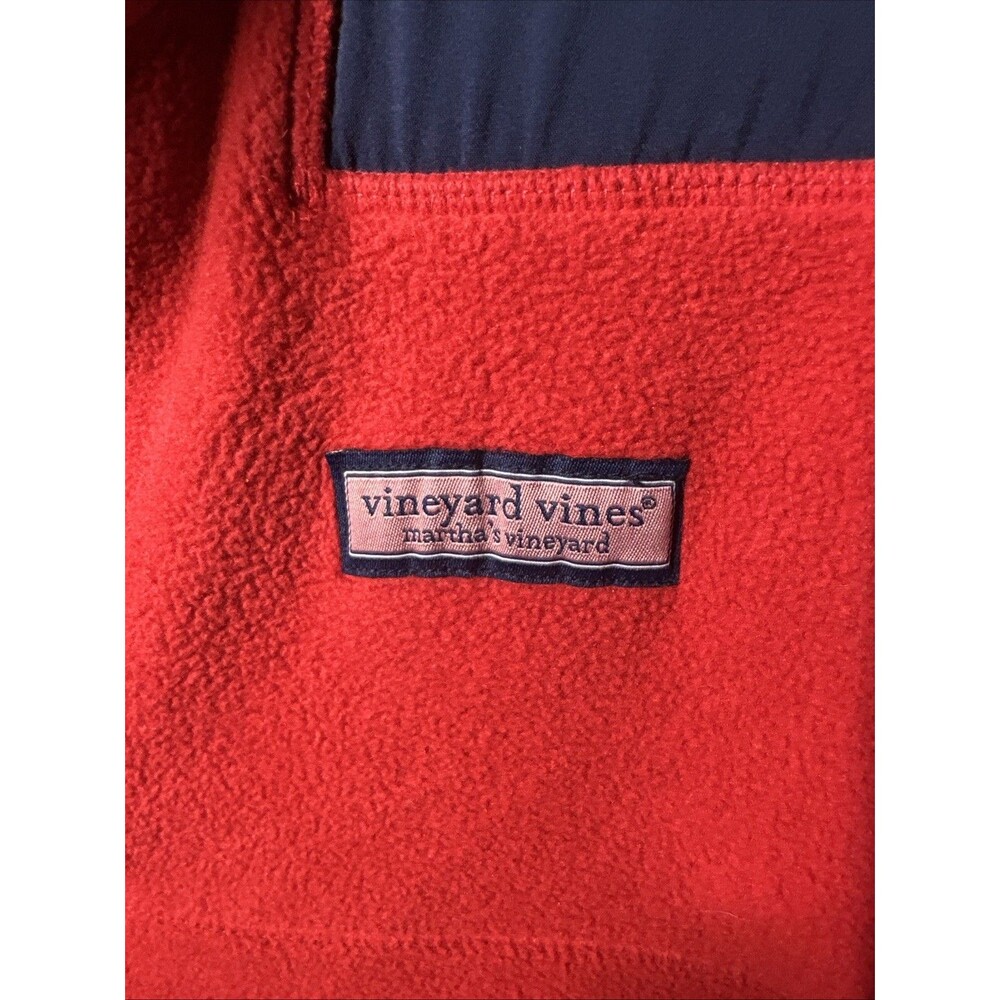 Vineyard Vines Men's The Shep Shirt 1/4 Snap Pullover Large Red Fleece Comfort - Picture 2 of 5